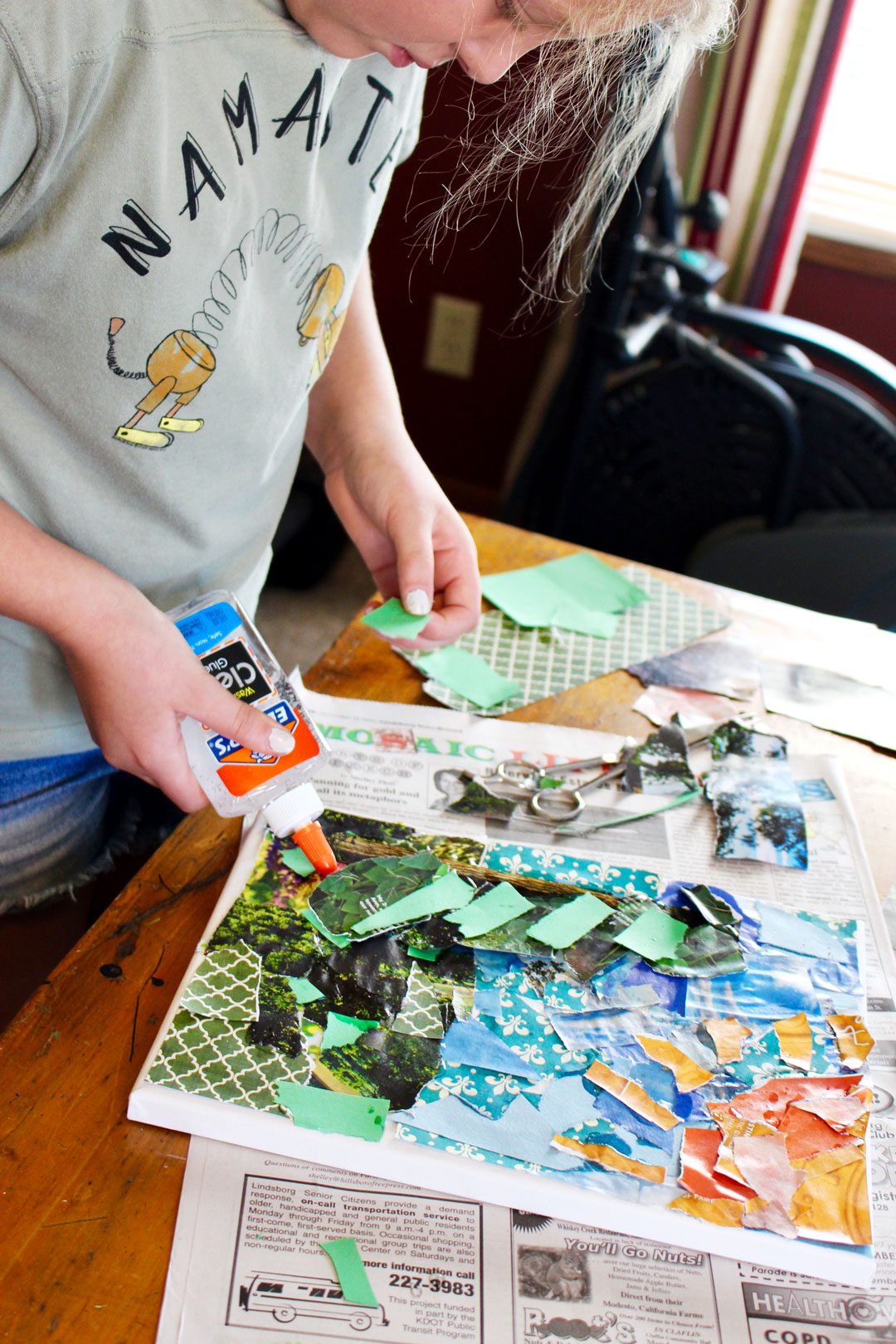 Torn paper mosaic art