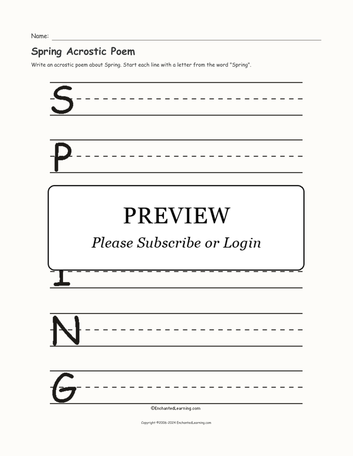 Spring acrostic poem