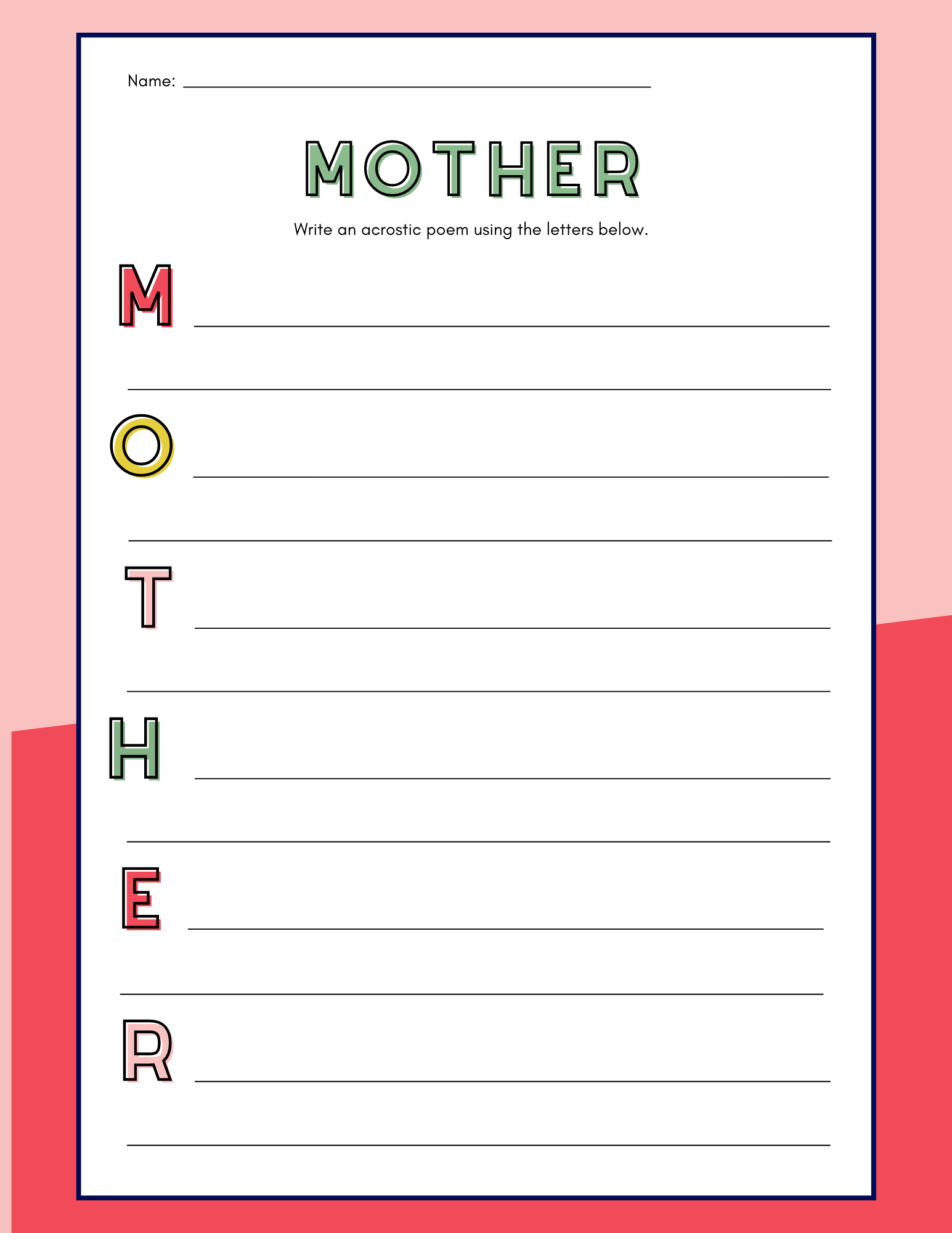 Adorable mothers day writing activities â