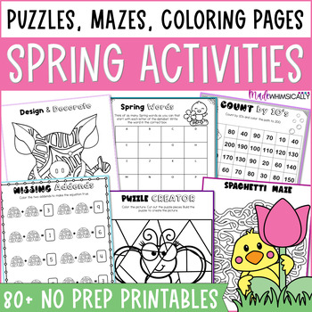 Spring activities coloring pages mazes puzzles deals confetti