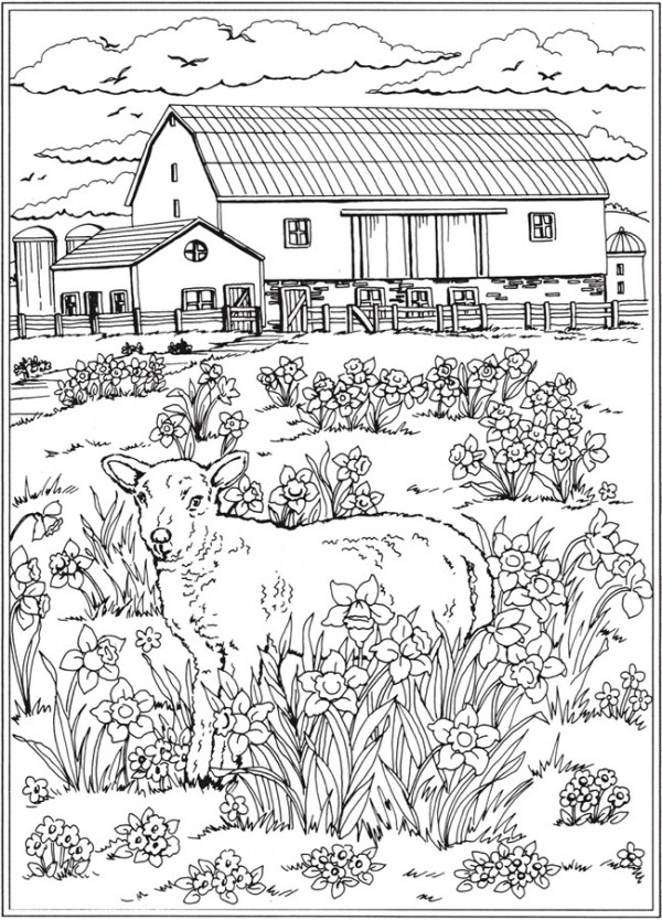 Spring scene coloring pages â craft gossip