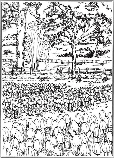 Wele to dover publications creative haven spring scenes coloring book coloring pages nature dover coloring pages coloring pages