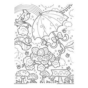 Spring showers coloring scene