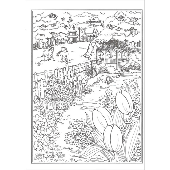 Creative haven spring scenes coloring book