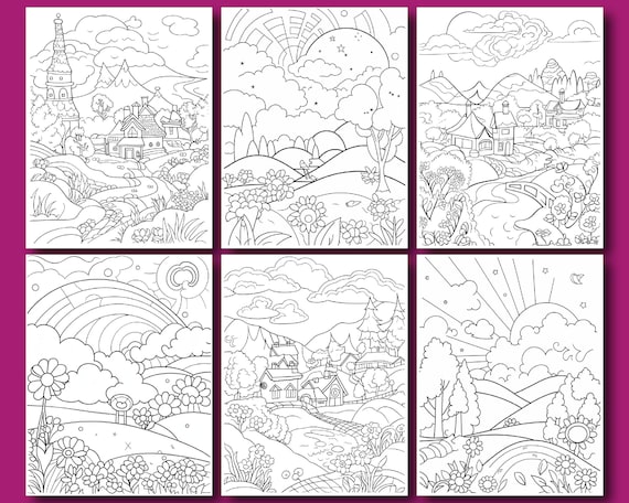 Spring scene coloring book volume spring coloring pages adults printable adult coloring page printable pdf file instant download