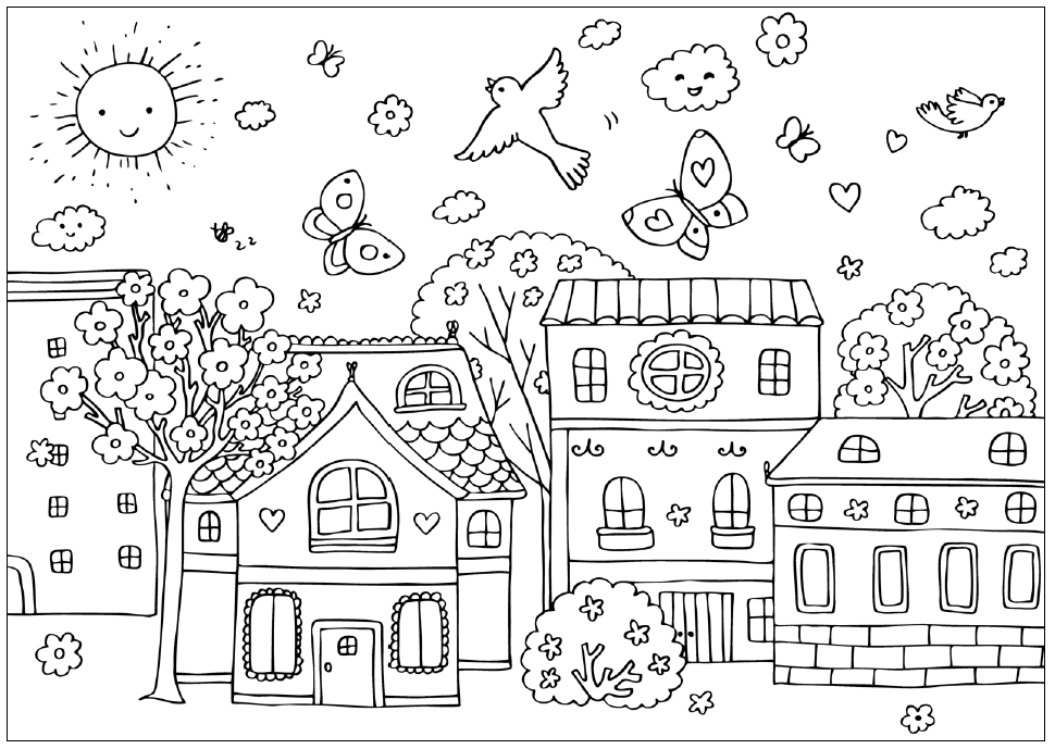 Spring coloring pages