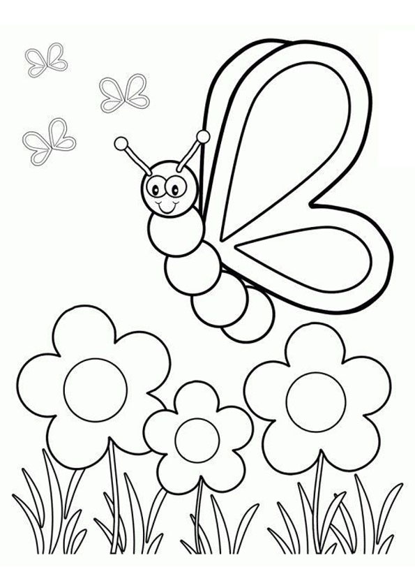 Coloring pages flying bee in spring season coloring page
