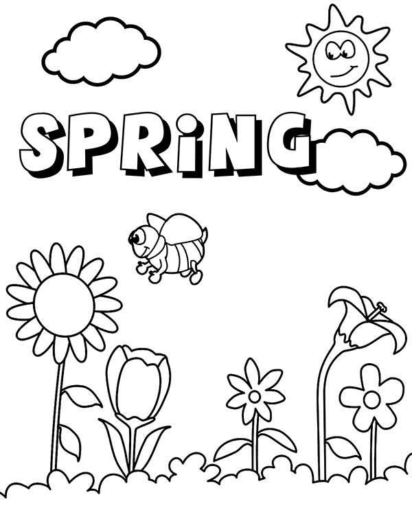 Printable coloring page spring