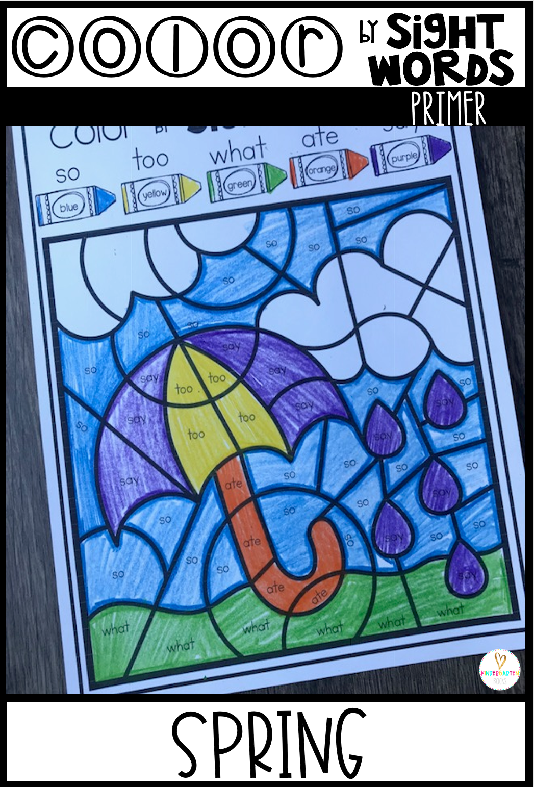 Spring sight word activities color by sight words primer editable