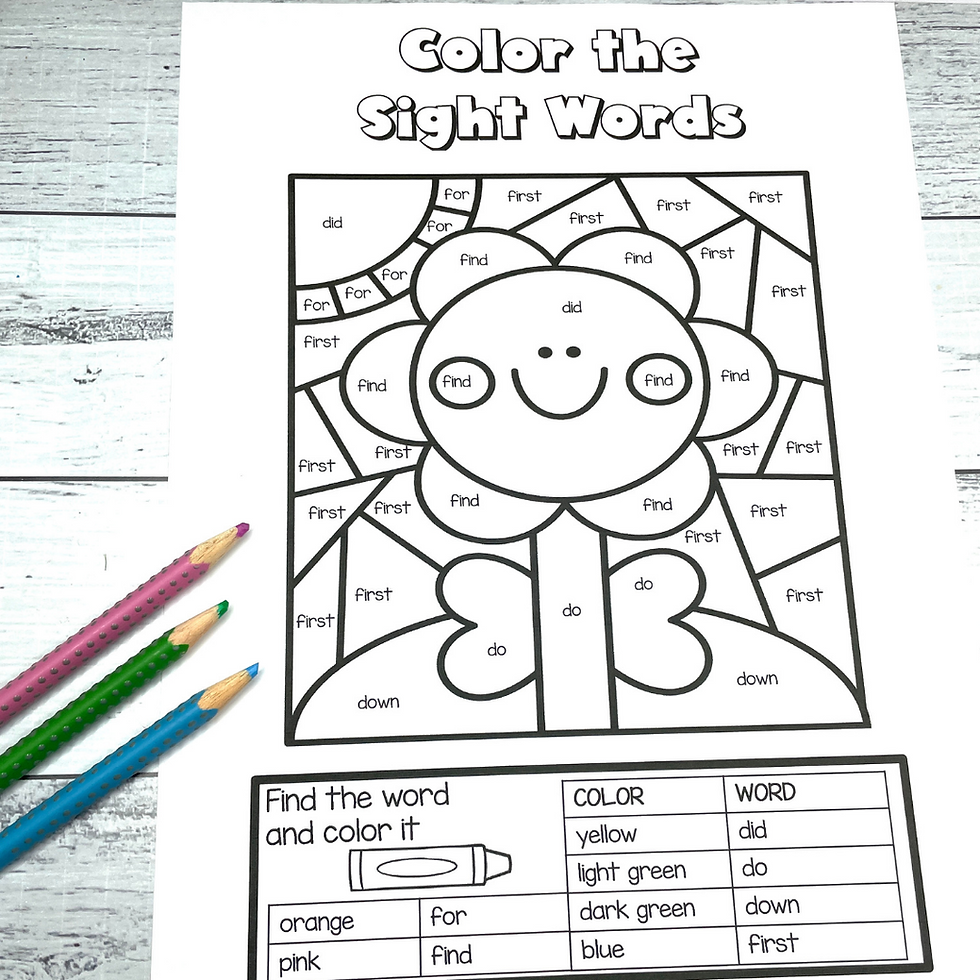 Spring sight word coloring activities no prep tech teacher pto