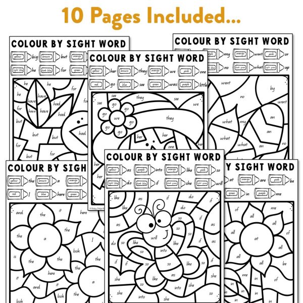High frequency word colour by code garden themed ridgy didge resources