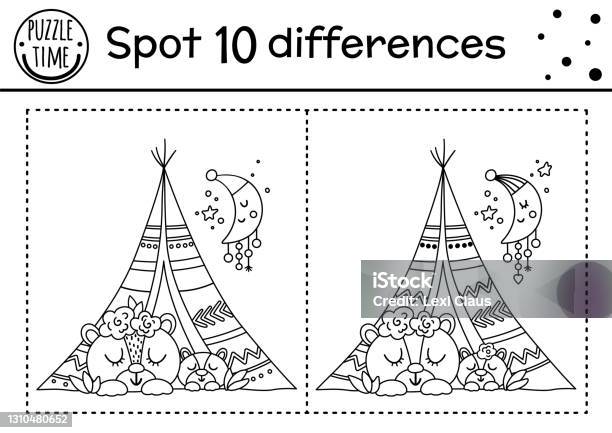 Mothers day find differences game for children with cute birds holiday black and white activity and coloring page with baby owl and mother spring printable worksheet showing family love stock illustration