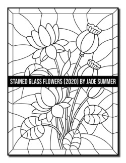 Stained glass flowers coloring book jade summer