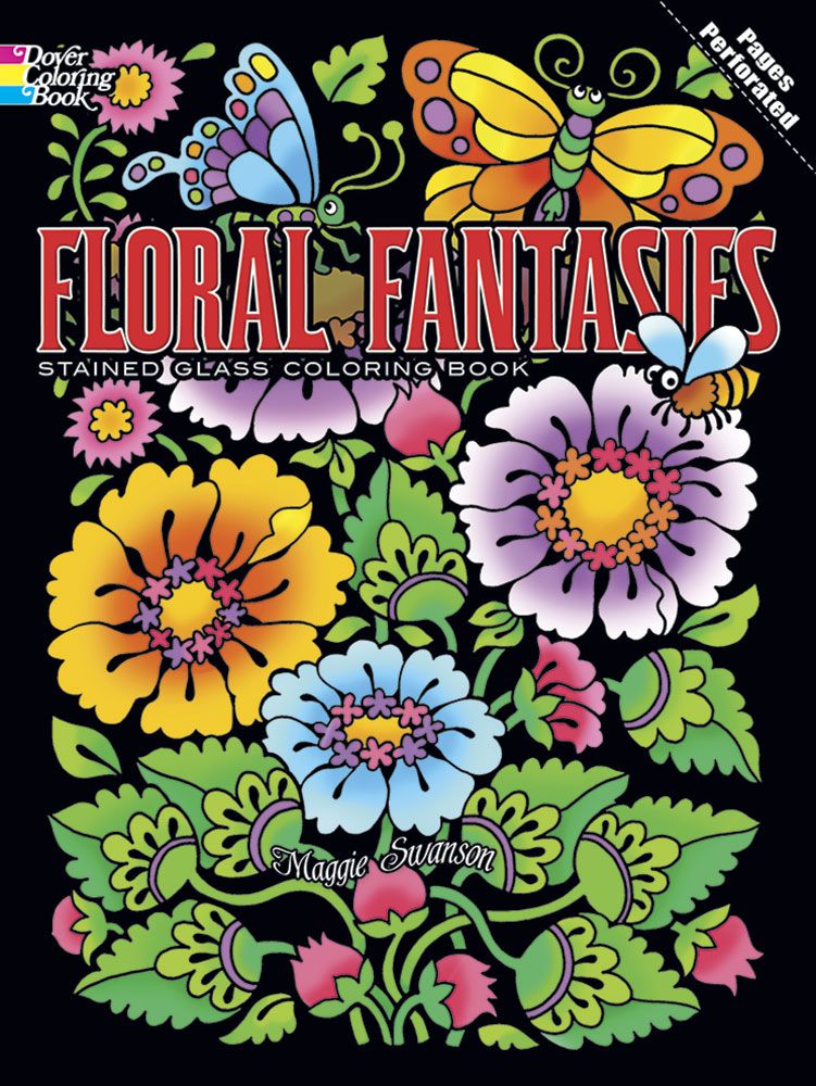 Floral fantasies stained glass coloring book