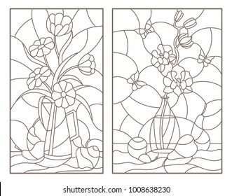 Coloring page spring flowers bookmarks stock illustration