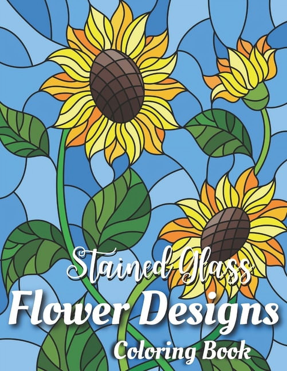 Stained glass coloring book flower designs stained glass coloring beautiful flower butterfly designs stain glass patterns stress relieving designs for adults relaxation paperback