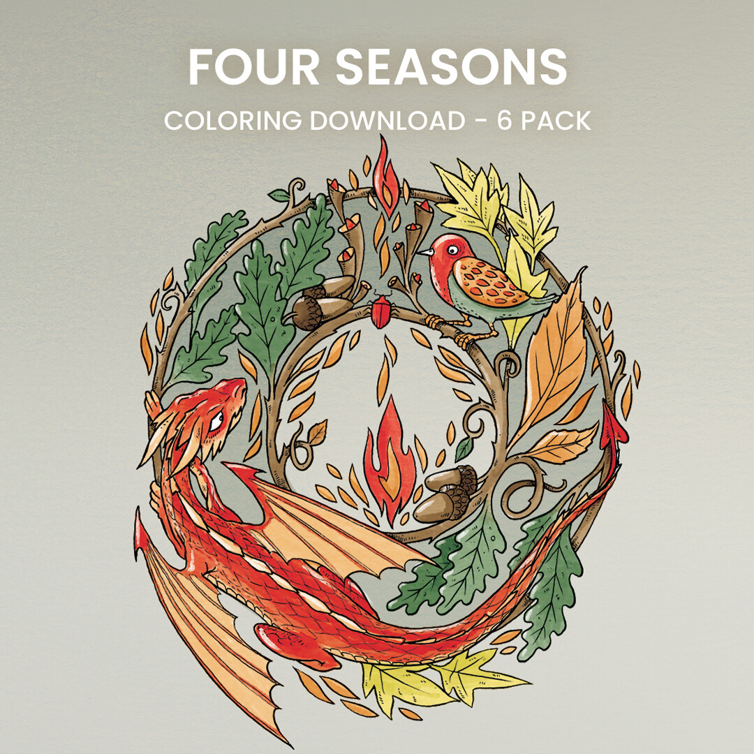 Four seasons coloring pack