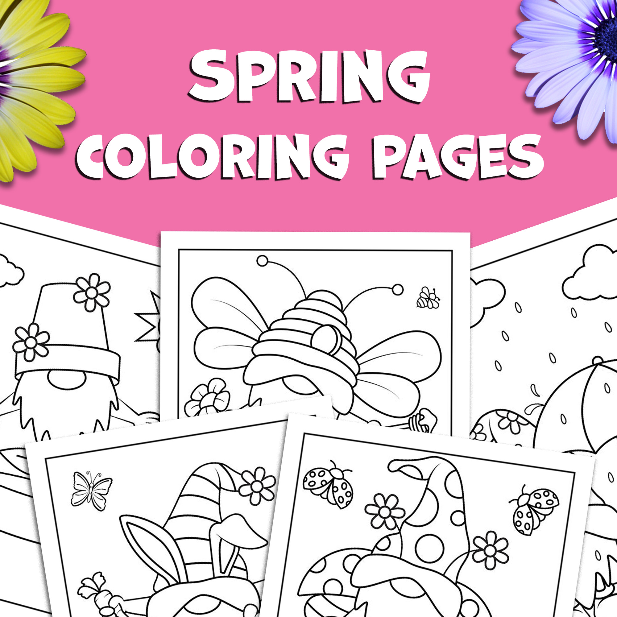 Spring coloring pages gnome ladybug easter springtime activity made by teachers