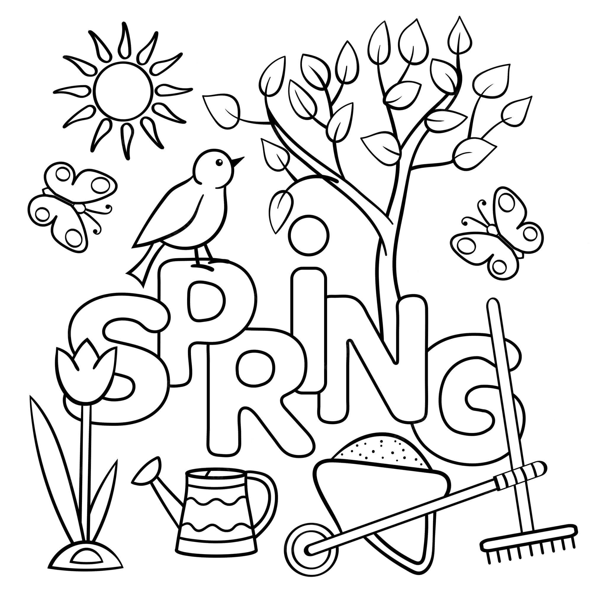 Basic spring coloring page