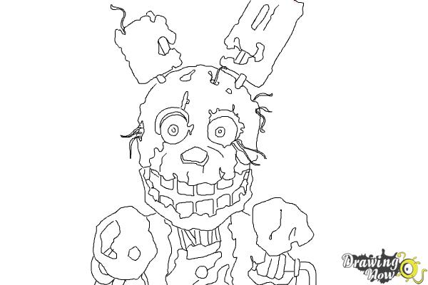 How to draw springtrap from five nights at freddys