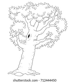 Four seasons summer tree coloring page stock illustration