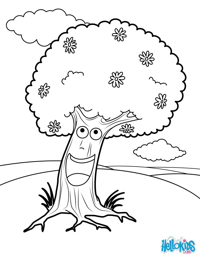 Flowering tree coloring pages