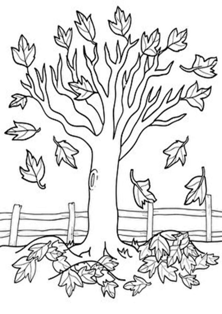 Free easy to print tree coloring pages