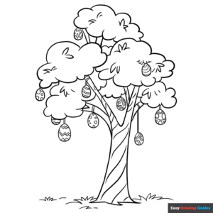 Easter egg tree coloring page easy drawing guides