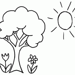 Simple tree coloring page printable for free download