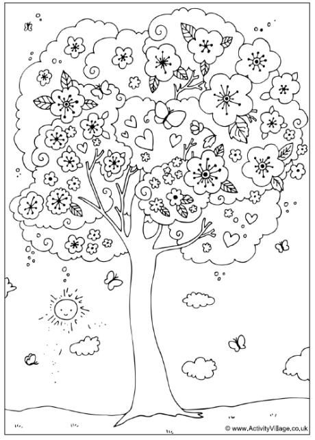 Blossom tree louring page tree loring page spring loring pages loring pages