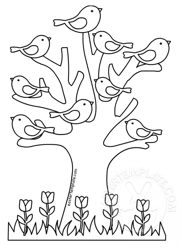 Spring tree with birds vector image