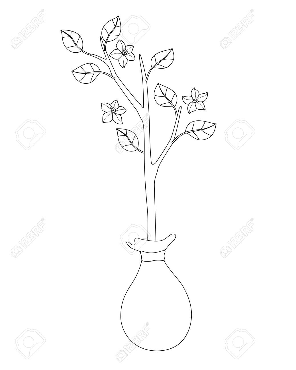 Sapling with leaves and flowers prepared for planting in the spring garden