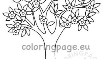 Spring tree coloring coloring page