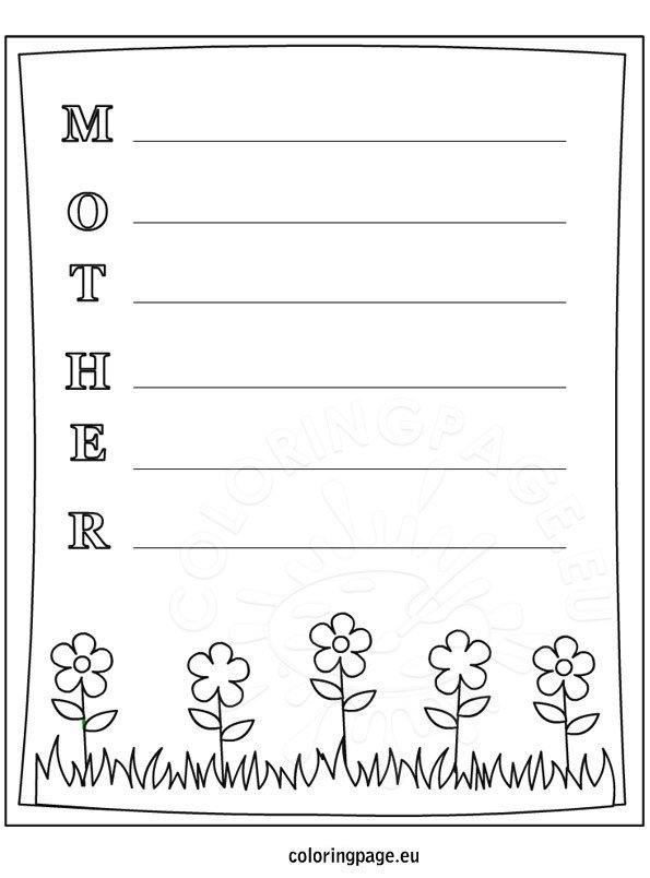 Mothers day writing freebie coloring page coloring page