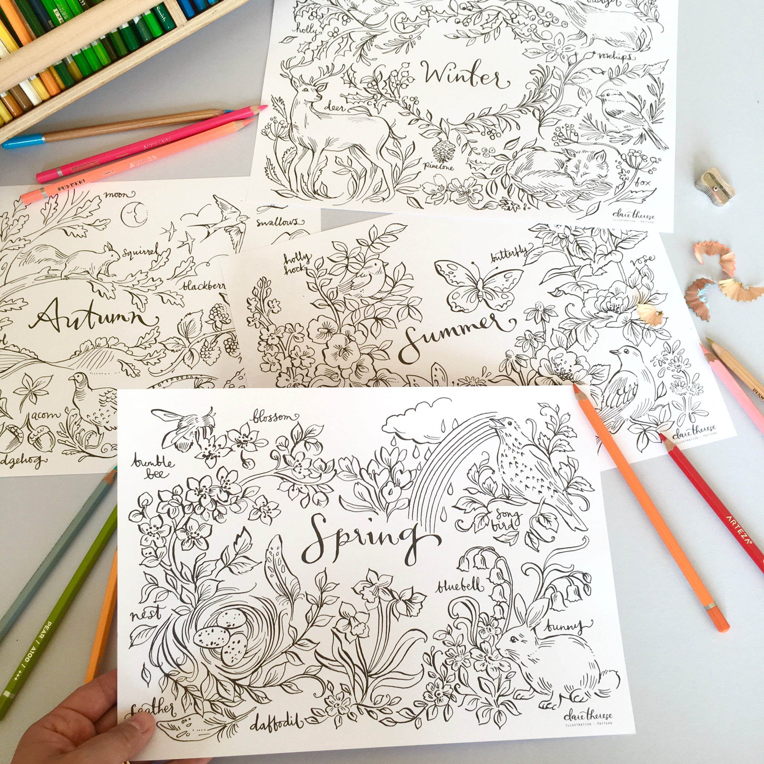 Spring free colouring printable