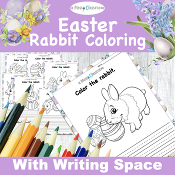 Spring easter coloring pages bunny rabbit egg coloring papers w writing space