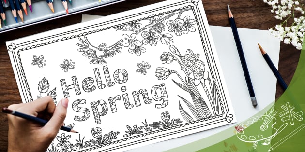 Hello spring mindfulness louring activity poster