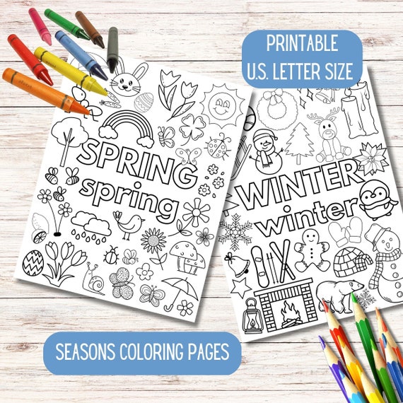 Seasons coloring pages printable coloring book for preschool kindergarten educational play or parties