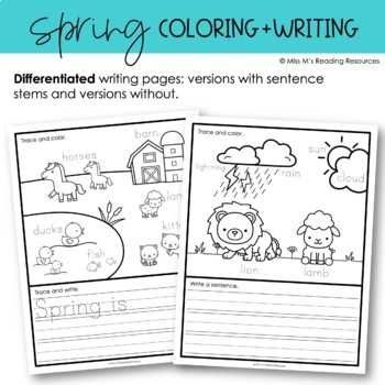 Spring coloring pages spring writing activities by miss ms reading resources