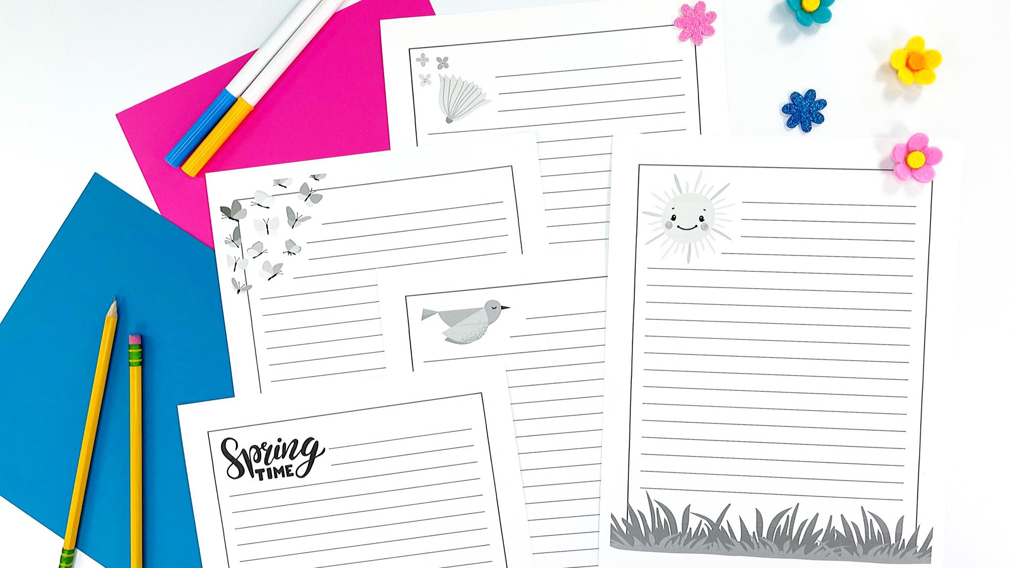 Free printable spring writing paper plus spring writing prompts