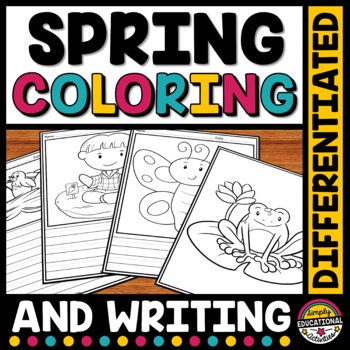 Spring march coloring book pages picture writing prompt paper sheets activity