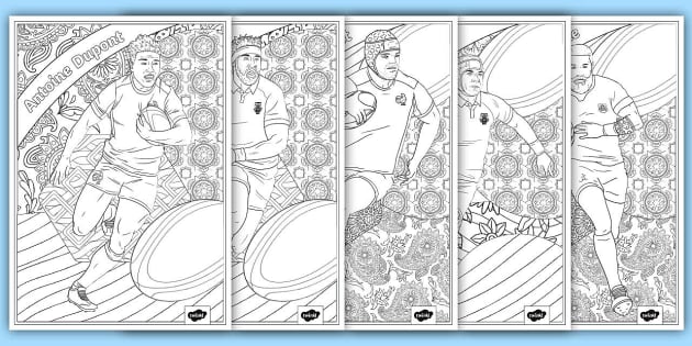Rugby world tournament team crest colouring pages