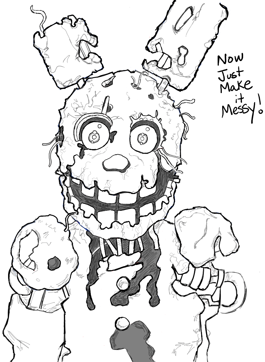 How to draw springtrap from five nights at freddys step by step drawing tutorial