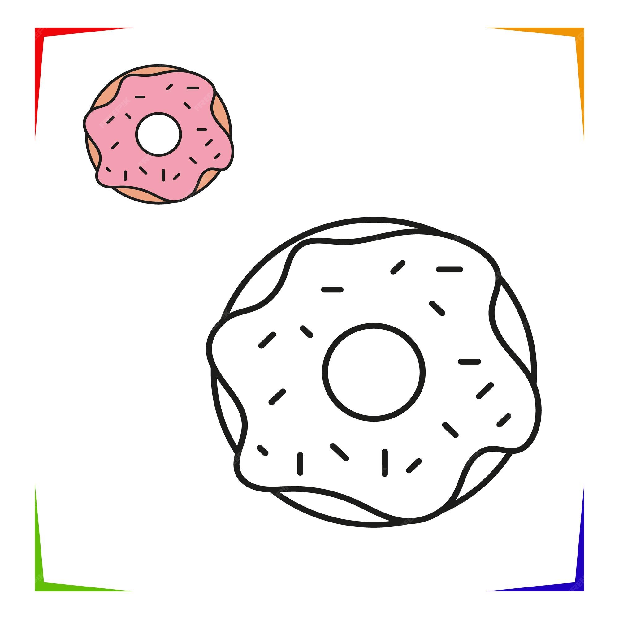 Premium vector sprinkled donut coloring page vector educational worksheet colored by sample paint game