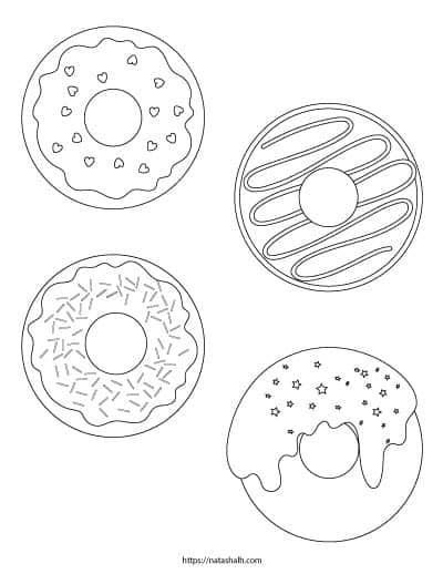 Free printable donut coloring pages