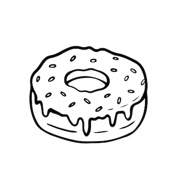 Premium vector donut with icing and sprinkles isolated on a white hand drawn illustration in doodle style