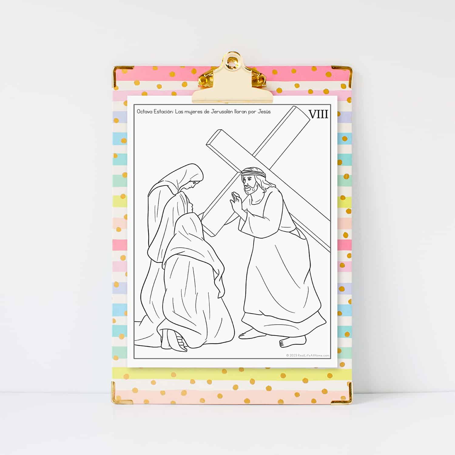 Stations of the cross coloring pages set in english and spanish
