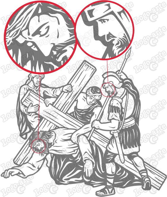 Imagen vectorial de la sãptima estaciãn del viacrucis tradicional jesãºs cae por segunda vez pa corteâ la pasion de cristo dibujos de jesãºs tjeta corazones