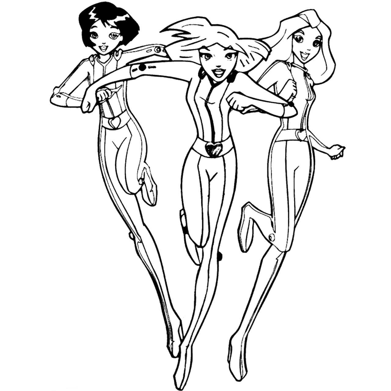 Spy girls running coloring page