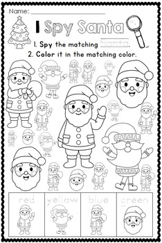 Christmas coloring pages i spy by clever classroom tpt